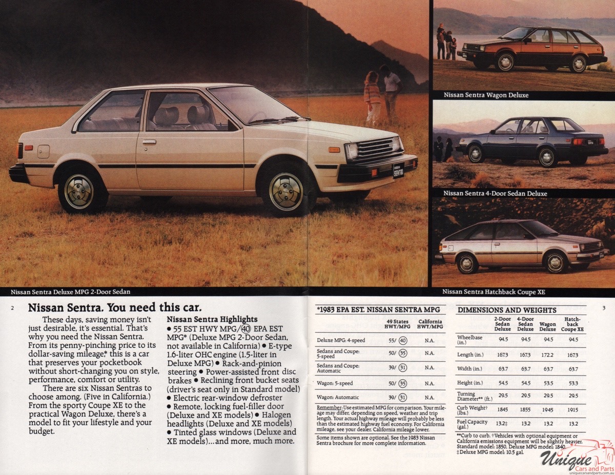 1983 Datsun-Nissan Model Range Brochure Page 4